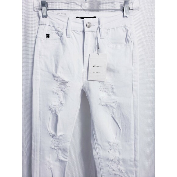 NWT Kancun Hi-Rise Estillo Distressed White Jeans Women's size 1 / 24 - Picture 2 of 5